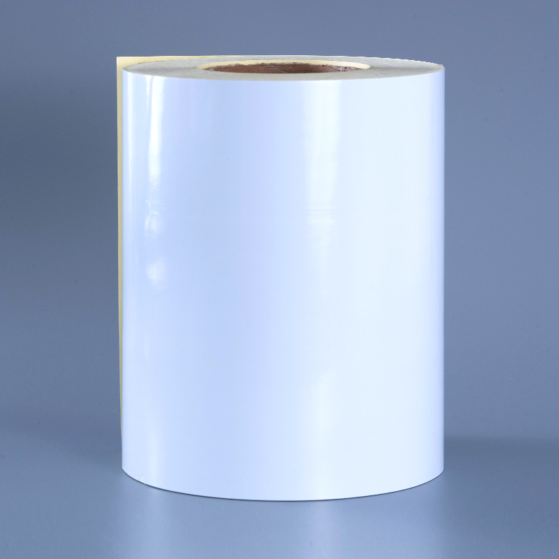 50 mic glansig vit polyesterfilm självhäftande etikett med avtagbart självhäftande alkoholbeständig och högtemperaturbeständig